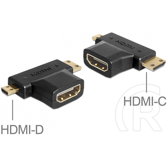Delock adapter HDMI (F) - mini HDMI (M) + mikro HDMI (M)