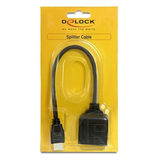 Delock adapter HDMI High Speed with Ethernet (M - 2xF)