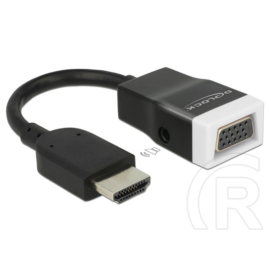 Delock adapter HDMI (M) > VGA (F) audióval, kábeles (fekete)