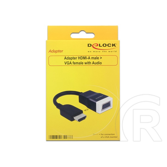 Delock adapter HDMI (M) > VGA (F) audióval, kábeles (fekete)