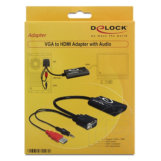 Delock adapter VGA - HDMI (audióval)