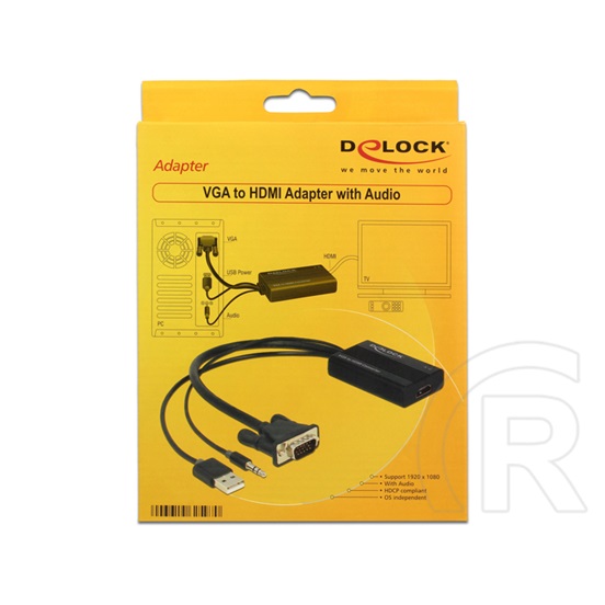 Delock adapter VGA > HDMI (audióval)