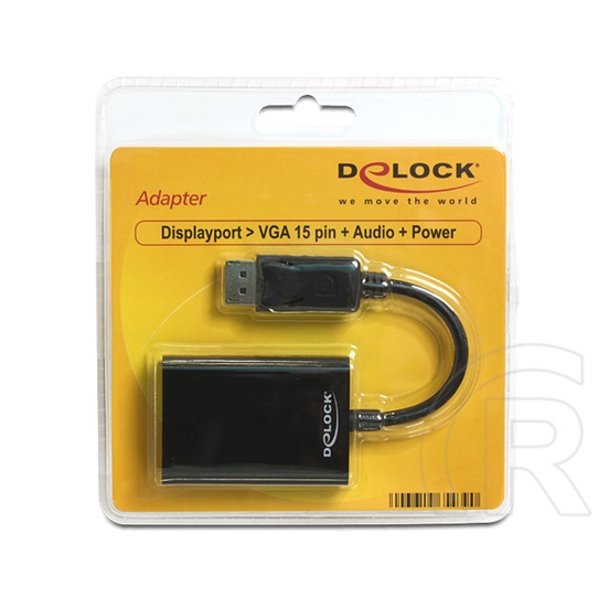 Delock adapter displayport 1.1 (M) - VGA (F) + táp + audio (fekete)