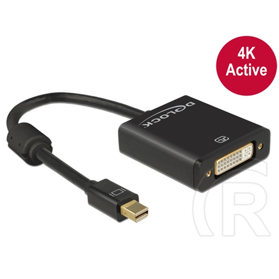 Delock adapter mini DisplayPort 1.2 (M) - DVI (F) (4K, aktív, fekete)