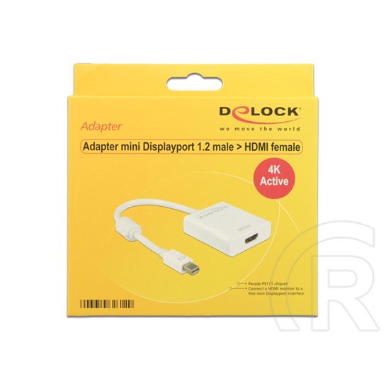 Delock adapter mini DisplayPort 1.2 (M) - HDMI (F) (4K, aktív, fehér)
