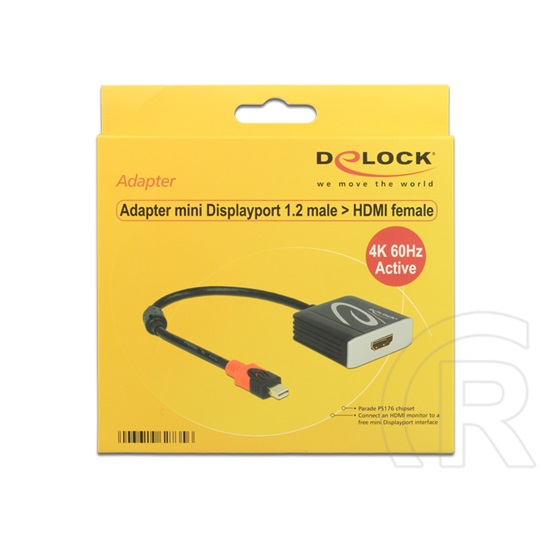 Delock adapter mini DisplayPort (M) - HDMI (F) (4K, 60 Hz, aktív)