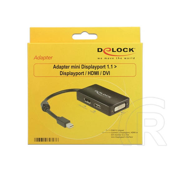 Delock adapter mini Displayport 1.1 (M) > Displayport / HDMI / DVI (F) passzív fekete