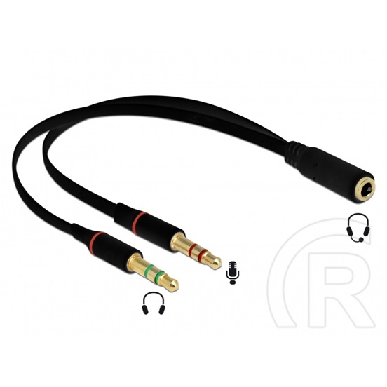Delock audio kábel 3,5 mm 4 pólusú sztereó aljzat (F) - 2x(M)