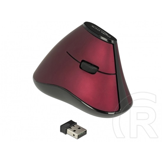 Delock ergonómikus cordless optikai egér (USB, piros)