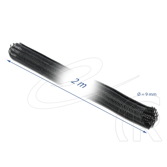 Delock fonott kábelharisnya (önzáródó, 2 m x 9 mm, újrahasználható, vágható, fekete)