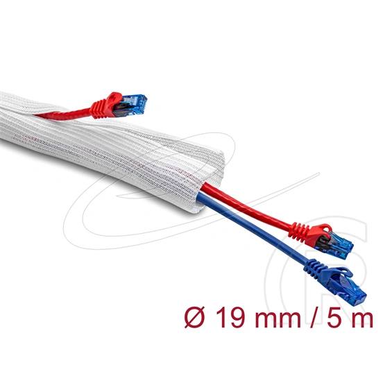 Delock fonott kábelharisnya tépőzárral (5 m x 19 mm, fehér)
