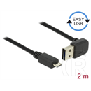 Delock USB 2.0 kábel (A dugó / micro-B dugó, 2 m, ívelt, fekete)