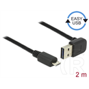 Delock Easy USB 2.0 kábel (A dugó / micro-B dugó, 2 m, ívelt, fekete)