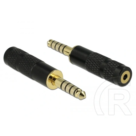Delock jack sztereó 4,4 mm -> 2,5 mm adapter (5 tűs -> 4 tűs, apa/anya, aranyozott csatlakozó, fekete)