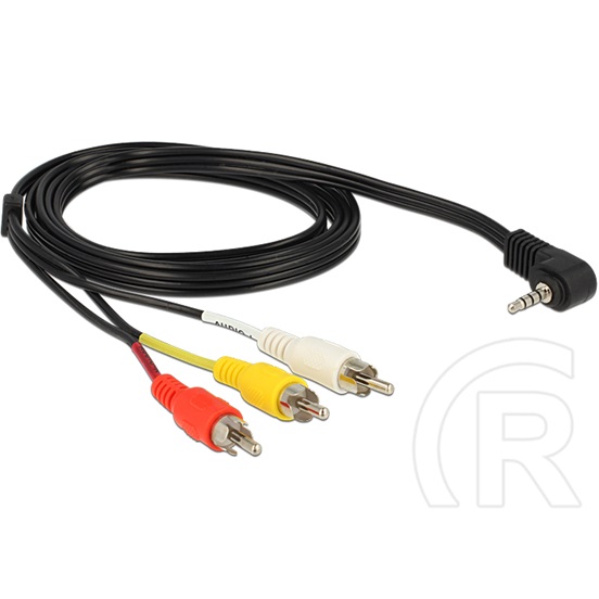 Delock kábel 3,5mm 4 pin 90 dugó - 3x RCA dugó, 1,5 m