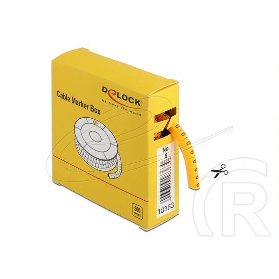 Delock kábeljelző doboz No. 9 (500 db, műanyag, 4-5 mm, sárga)