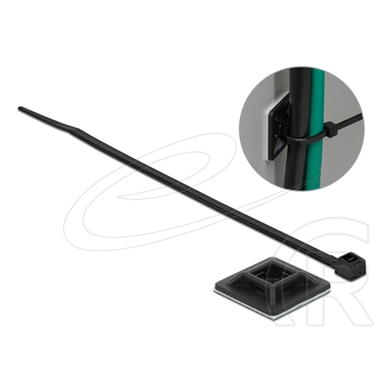 Delock kábelkötegelő talp (kábelkötegelővel, öntapadós talp, talp 28 x 28 mm, kábelkötegelő 300 mm x 3,4 mm,, (fehér)