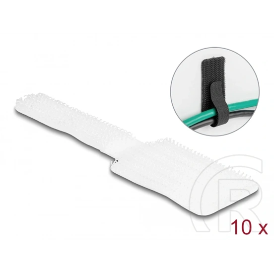 Delock mini tépőzáras kábeltartó 10 db (90 mm x 24 mm, öntapadós, fekete, fehér)