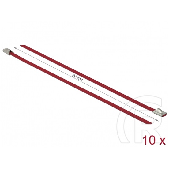 Delock rozsdamentes acél kábelkötegelő 10db (200x4,6mm, piros)