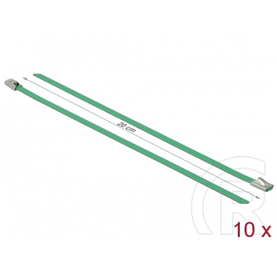Delock rozsdamentes acél kábelkötegelő 10db (200x4,6mm, zöld)