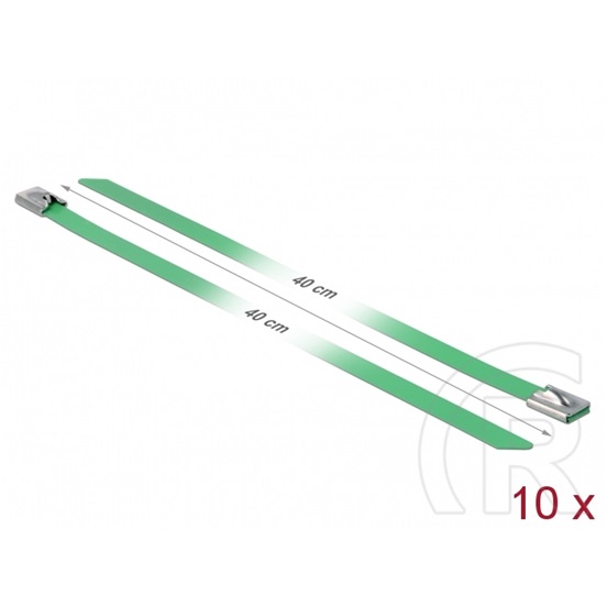 Delock rozsdamentes acél kábelkötegelő 10db (400x7,9mm, zöld)