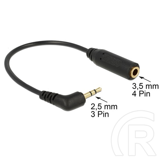Delock stereo jack adapter 2.5 mm 3 pin (M) 90° - 3.5 mm 4 pin (F)