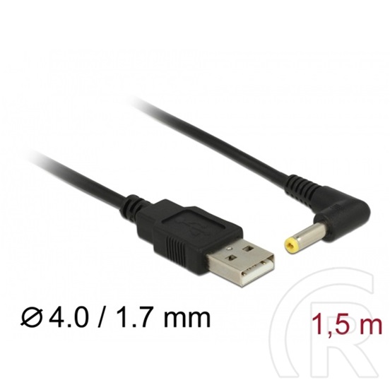 Delock tápkábel USB A > DC 4,0 x 1,7 mm 1,5 m (USB A dugó / DC 4,0 x 1,7 mm dugó, 90°)