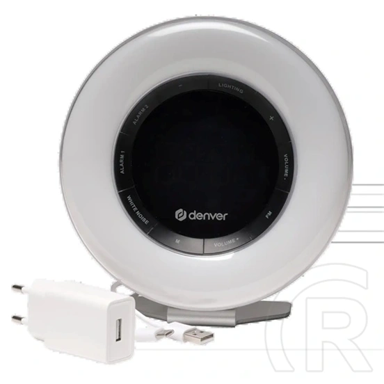 Denver CRL-342 rádiós ébresztőóra (napfelkelte-szimuláció, természetes hangok, FM, kettős ébresztés, USB-C, fehér)