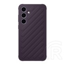 Designed for Samsung Galaxy S24 (SM-S921) műanyag telefonvédő (ütésállóság, csíkos, dombor minta) sötétlila