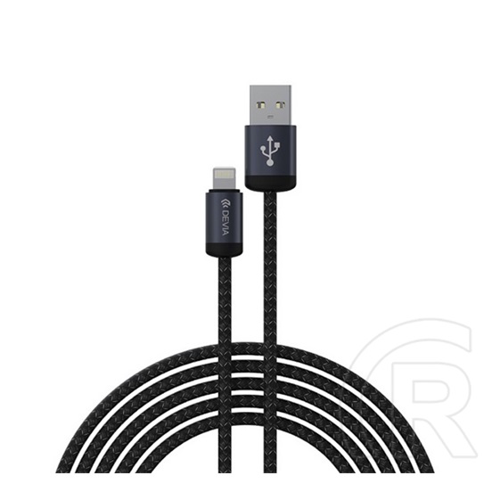Devia Apple IPAD (3rd Generation) gracious adatkábel (usb - lightning, 12w, gyorstöltő, 100cm, cipőfűző) fekete