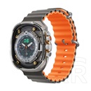 Devia Apple Watch Series 5 40mm deluxe sport6 pótszíj (kicsi, szilikon, állítható, hullám) szürke/narancssárga