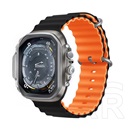 Devia Apple Watch Series 5 40mm deluxe sport pótszíj (kicsi, szilikon, állítható, hullám) fekete/narancssárga