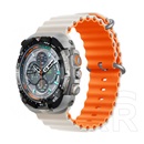 Devia Apple Watch Series 7 45mm deluxe sport pótszíj (egyedi méret, nagy, szilikon, állítható, hullám) bézs/narancssárga