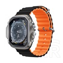 Devia Apple Watch Ultra 2 deluxe sport pótszíj (egyedi méret, nagy, szilikon, állítható, hullám) fekete/narancssárga