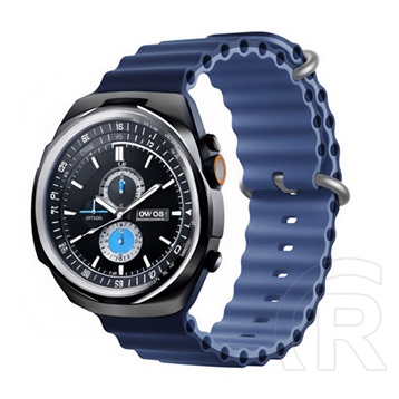 Devia Apple Watch Ultra 2 deluxe sport pótszíj (egyedi méret, nagy, szilikon, állítható, hullám) sötétkék/világoskék
