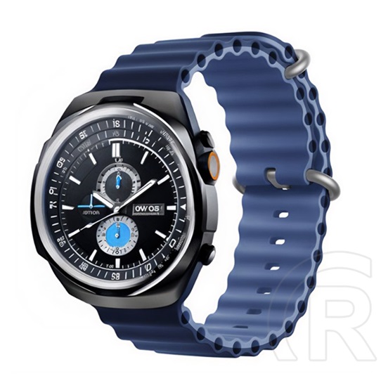 Devia Apple Watch Ultra 2 deluxe sport pótszíj (egyedi méret, nagy, szilikon, állítható, hullám) sötétkék/világoskék
