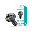 Devia C4S FM-transmitter/autós gyorstöltő 30W (Bluetooth 5.3, PD 30W, QC 18W, 2xUSB, AUX, MP3, fekete)
