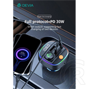 Devia C4S FM-transmitter/autós gyorstöltő 30W (Bluetooth 5.3, PD 30W, QC 18W, 2xUSB, AUX, MP3, fekete)