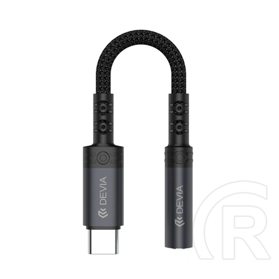 Devia EC608 audió adapter kábel (3,5 mm jack aljzat - Type-C, 12 cm, fekete)