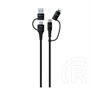 Devia Extreme 4in1 adatkábel (type-c/usb - lightning/type-c, 60w, PD gyorstöltés, cipőfűző, 150cm, fekete)