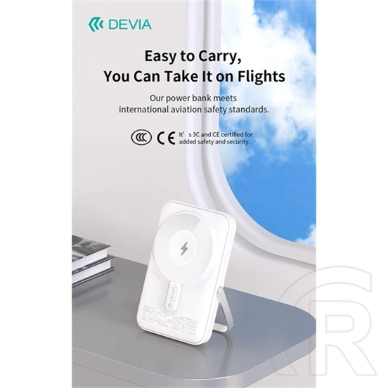 Devia Extreme Speed Magnetic PD powerbank 10000mah li-polimer (Type-C, Lightning, 22,5W PD, MagSafe, állvány, szürke)
