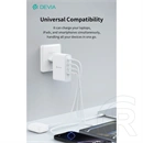 Devia Extreme Speed Series RCE-10001 hálózati adapter (USB-A + 3x USB-C, PD, 100W, GaN, fehér)