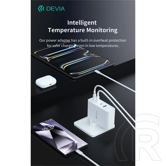 Devia Extreme Speed Series RCE-10001 hálózati adapter (USB-A + 3x USB-C, PD, 100W, GaN, fehér)