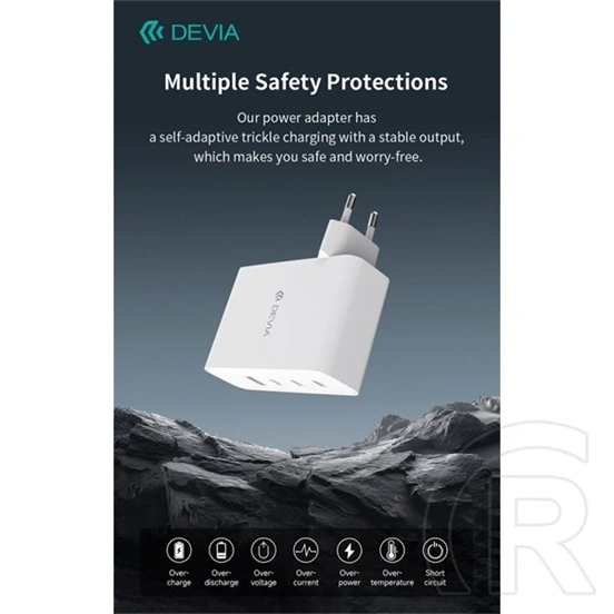 Devia Extreme Speed Series RCE-10001 hálózati adapter (USB-A + 3x USB-C, PD, 100W, GaN, fehér)