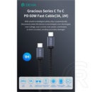 Devia Gracious Series adat- és töltőkábel (C dugó / C dugó, PD 60W, 1 m, fekete)