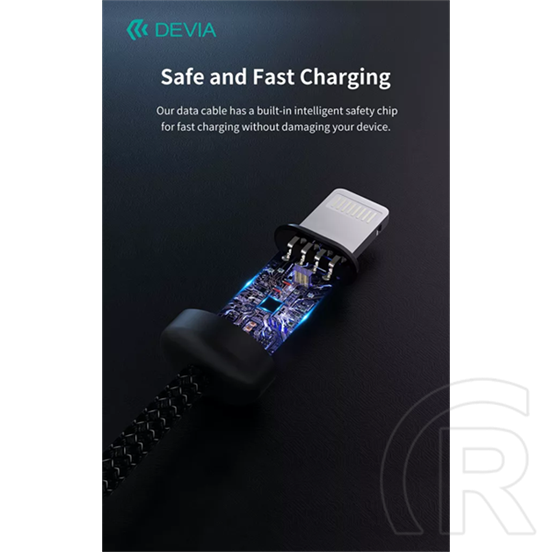 Devia Gracious v2 adat- és töltőkábel (USB / Lightning dugó, 12W, 1 m, fekete)