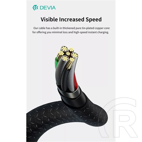 Devia Gracious v2 adat- és töltőkábel (USB / Lightning dugó, 12W, 1 m, fekete)
