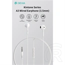 Devia Kintone A3 In-Ear fülhallgató sztereó (3,5 mm jack, mikrofon, 14,2 mm hangszóró, 120 cm kábel, fehér)