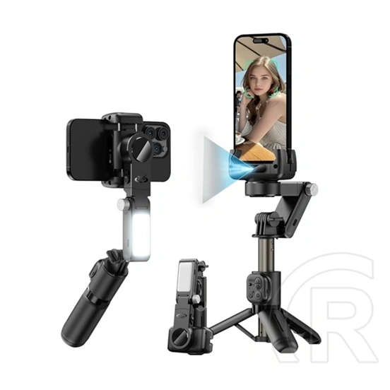 Devia Q19 szelfibot (univerzális, tripod állvány, automata arckövetés, bluetooth távkioldó, 6,7" méretig, fekete)