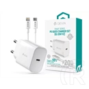 Devia ST383847 hálózati töltő (Type-C 20W, Lightning kábel 1 m, PD3.0/QC3.0, fehér)